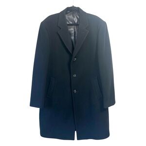 Perry Ellis Portfolio Wool Cashmere Black Overcoat Peacoat Jacket Men 44R